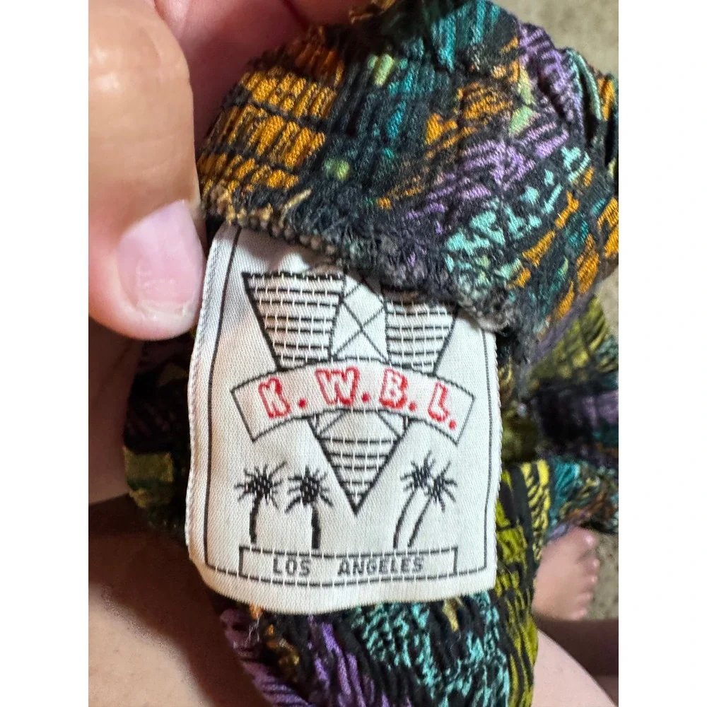 Vintage KWBL Los Angeles Abstract Geometric High Waist Shorts Multi Color Small